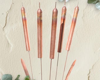 Copper Cattail Wind Chime Garden Stake. USA made product.