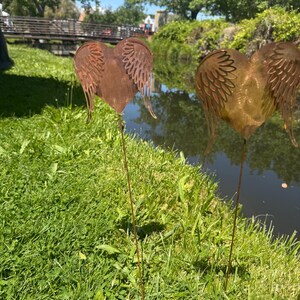 Copper Heart With Angel Wings Garden Stake - Etsy