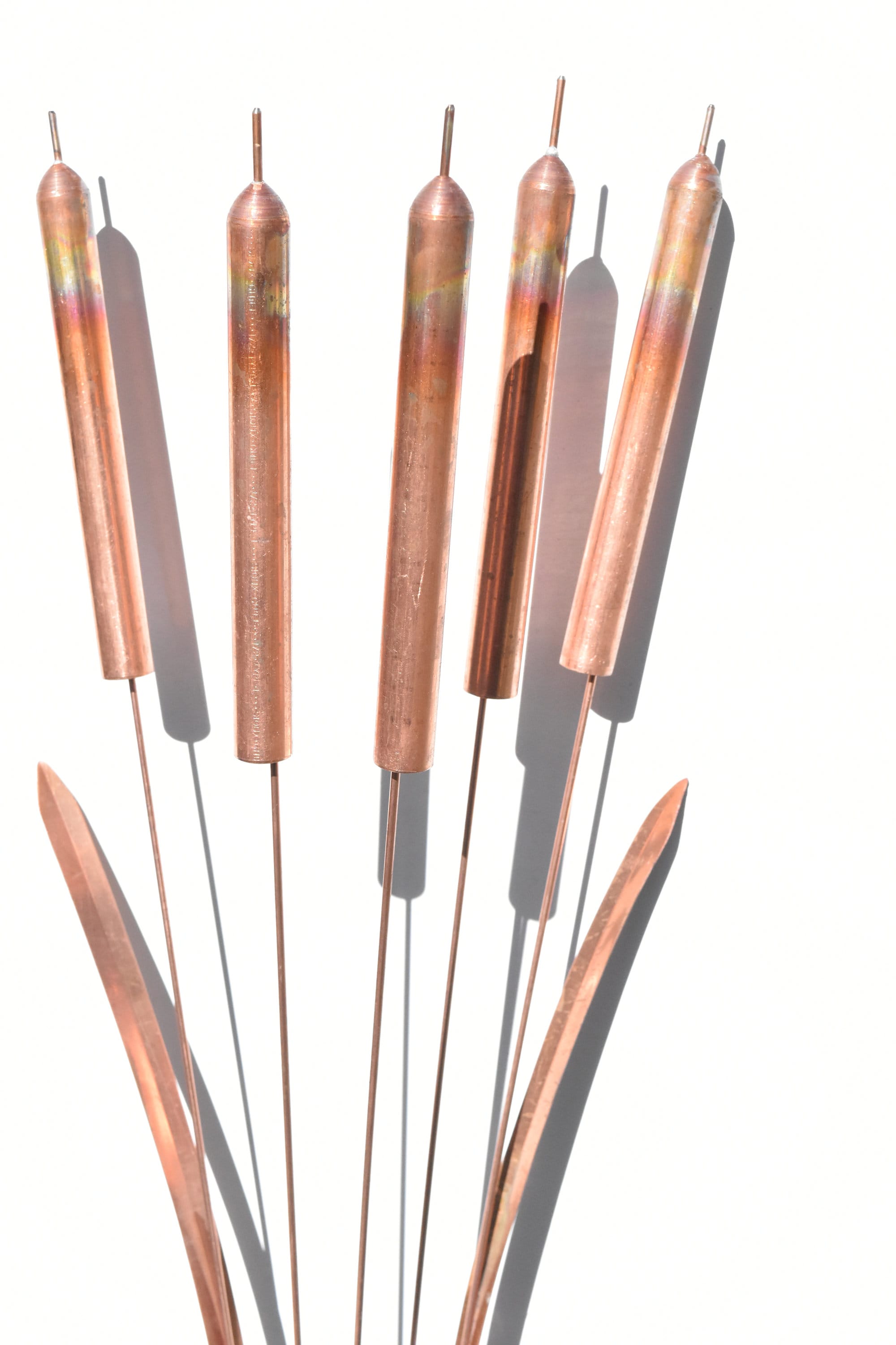 Copper Cattail Wind Chime Garden Stake