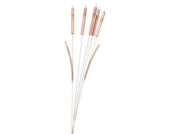 Copper Cattail Wind Chime Garden Stake