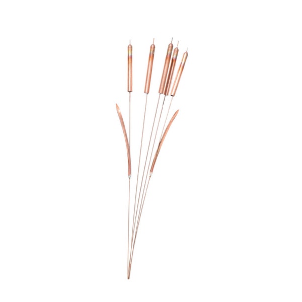 Copper Cattail Wind Chime Garden Stake