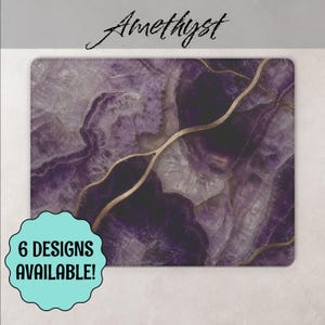 Luxury Gemstone Mouse Pad Collection | PU Leather Mouse Mat | Black Agate, Blue Agate, Emerald, Sapphire, Ruby & Amethyst Office Decor