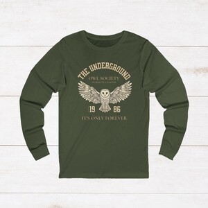 Labyrinth Inspired Owl Society Long Sleeve T-Shirt | It's Only Forever TShirt | Fantasy University Shirt | Dark Academia Owl Long Sleeve Tee image 6