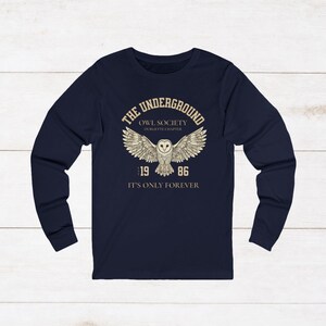 Labyrinth Inspired Owl Society Long Sleeve T-Shirt | It's Only Forever TShirt | Fantasy University Shirt | Dark Academia Owl Long Sleeve Tee image 11