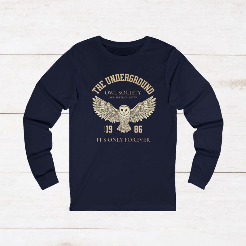 Labyrinth Inspired Owl Society Long Sleeve T-Shirt | It's Only Forever TShirt | Fantasy University Shirt | Dark Academia Owl Long Sleeve Tee image 11