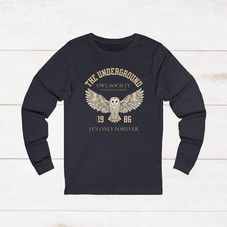Labyrinth Inspired Owl Society Long Sleeve T-Shirt | It's Only Forever TShirt | Fantasy University Shirt | Dark Academia Owl Long Sleeve Tee image 10