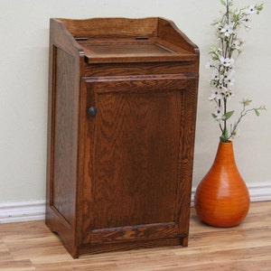 Wood Wastebasket, Kitchen Organizer Storage, Trash Can, Storage Cabinet in Oak Wood image 5