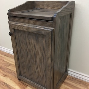 Wood Wastebasket, Kitchen Organizer Storage, Trash Can, Storage Cabinet in Oak Wood image 3