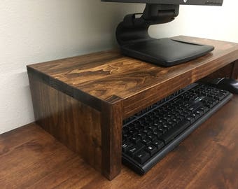 LED Computer 26" Monitor Stand in Rustic Hardwood-5 Finish Options
