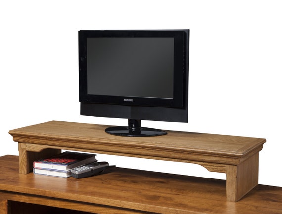 TV LED Riser Stand Laptop Printer Stand Entertainment Center Organizer in Oak