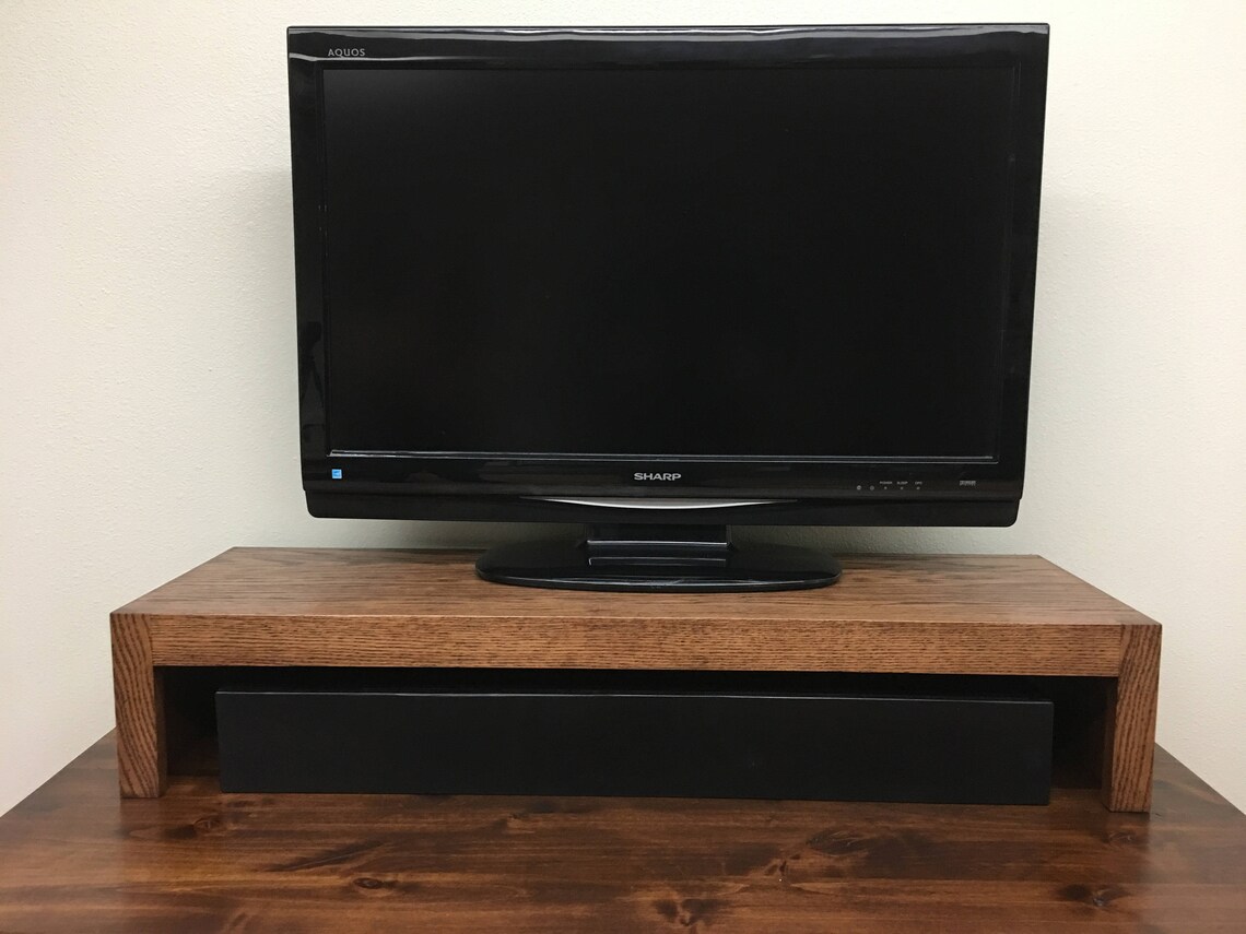 LED LCD TV Riser Stand Modern Oak Etsy