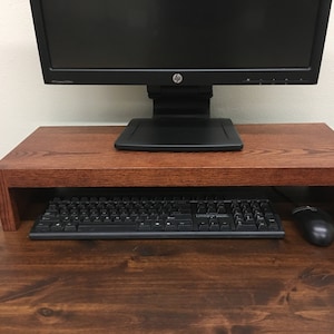 LED TV Monitor Riser Desktop Organizer Modern Oak