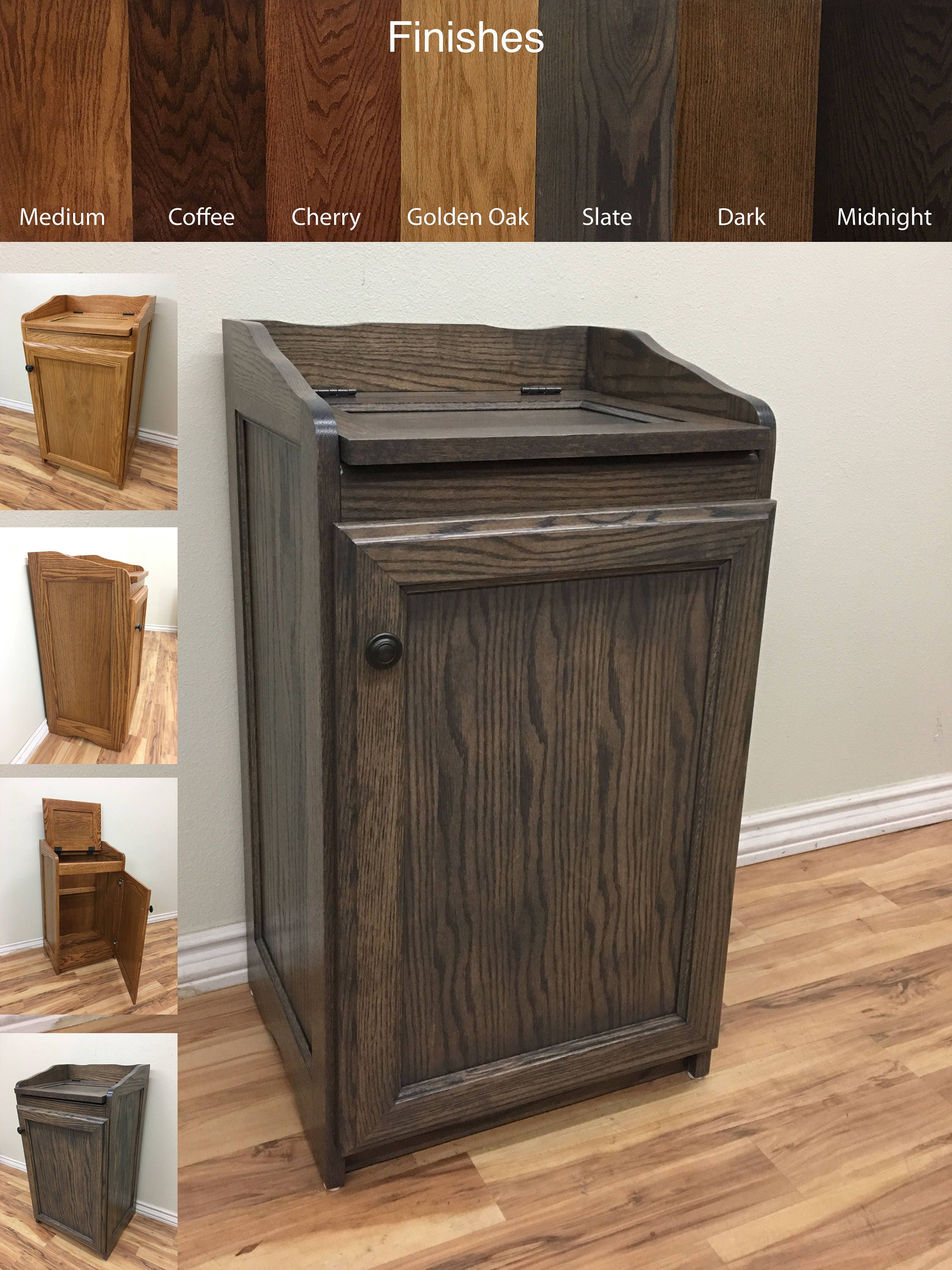Wood Wastebasket Kitchen Organizer Storage Trash Can | Etsy