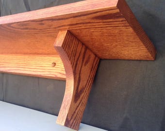 48" Solid Oak Wall Shelf Mission Arts and Crafts (9 Available Colors)