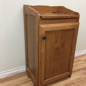 Wood Wastebasket, Kitchen Organizer Storage, Trash Can, Storage Cabinet in Oak Wood image 7