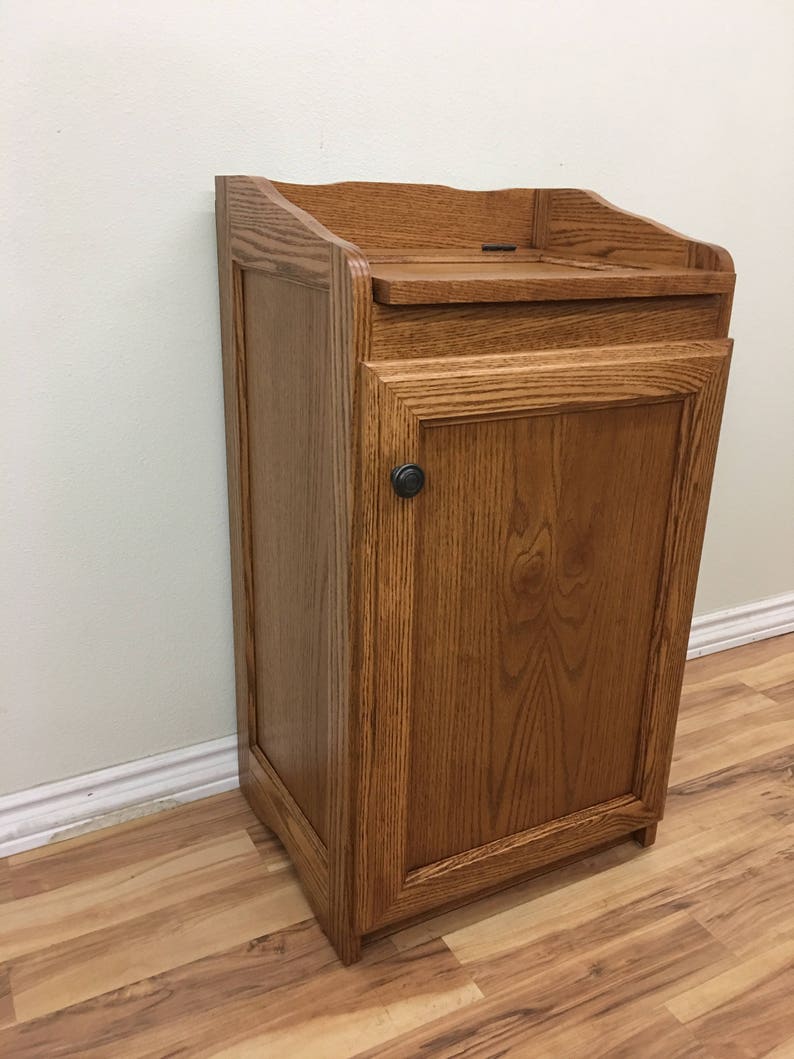 Wood Wastebasket, Kitchen Organizer Storage, Trash Can, Storage Cabinet in Oak Wood image 7