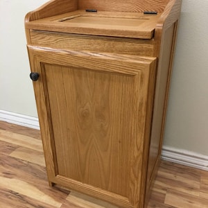 Wood Wastebasket, Kitchen Organizer Storage, Trash Can, Storage Cabinet in Oak Wood image 4