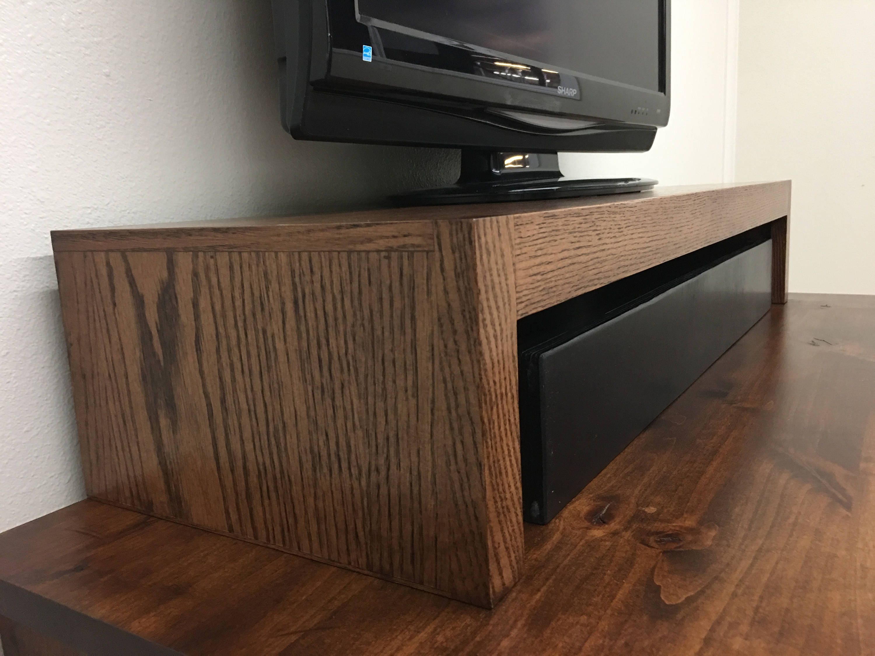 LED LCD TV Riser Stand Modern Oak Etsy