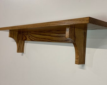 Solid Oak Wall Shelf 36" Wide Mission Arts and Crafts