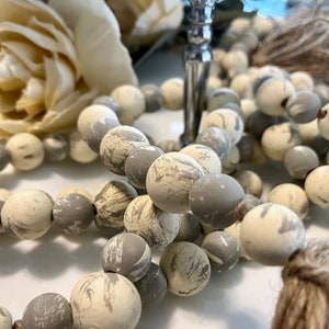 Farmhouse Beaded Garland, Wooden Bead Garland, Garland, Farmhouse Beads, Distressed Wooden Bead Garland, Rustic Bead Garland