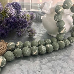 Distressed bead garland, wooden bead garland, wood bead garland, farmhouse bead garland, distressed wood bead garland, tiered tray decor