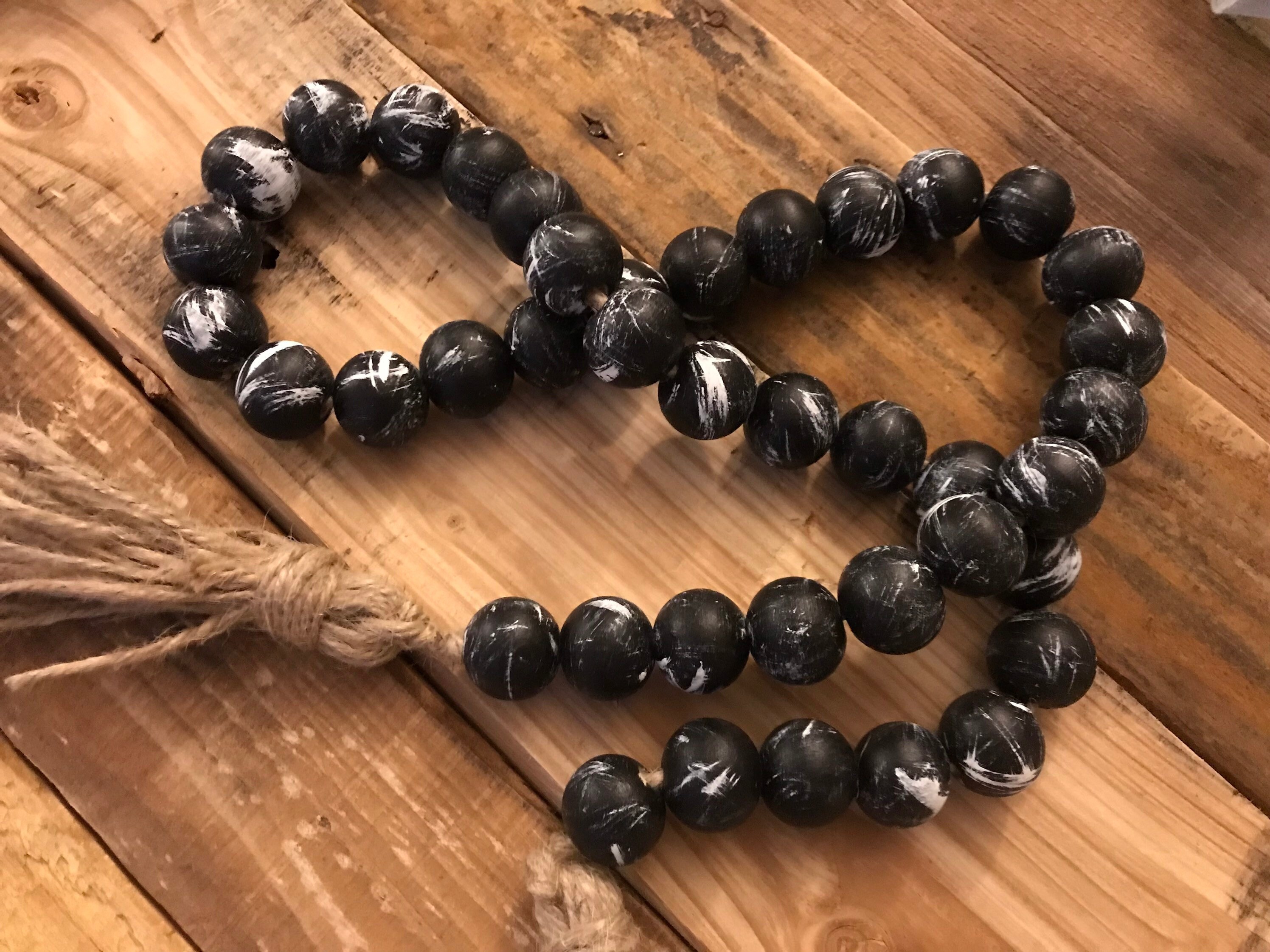 Wood Bead Garland Black Bead Garland Farmhouse Bead Garland - Etsy