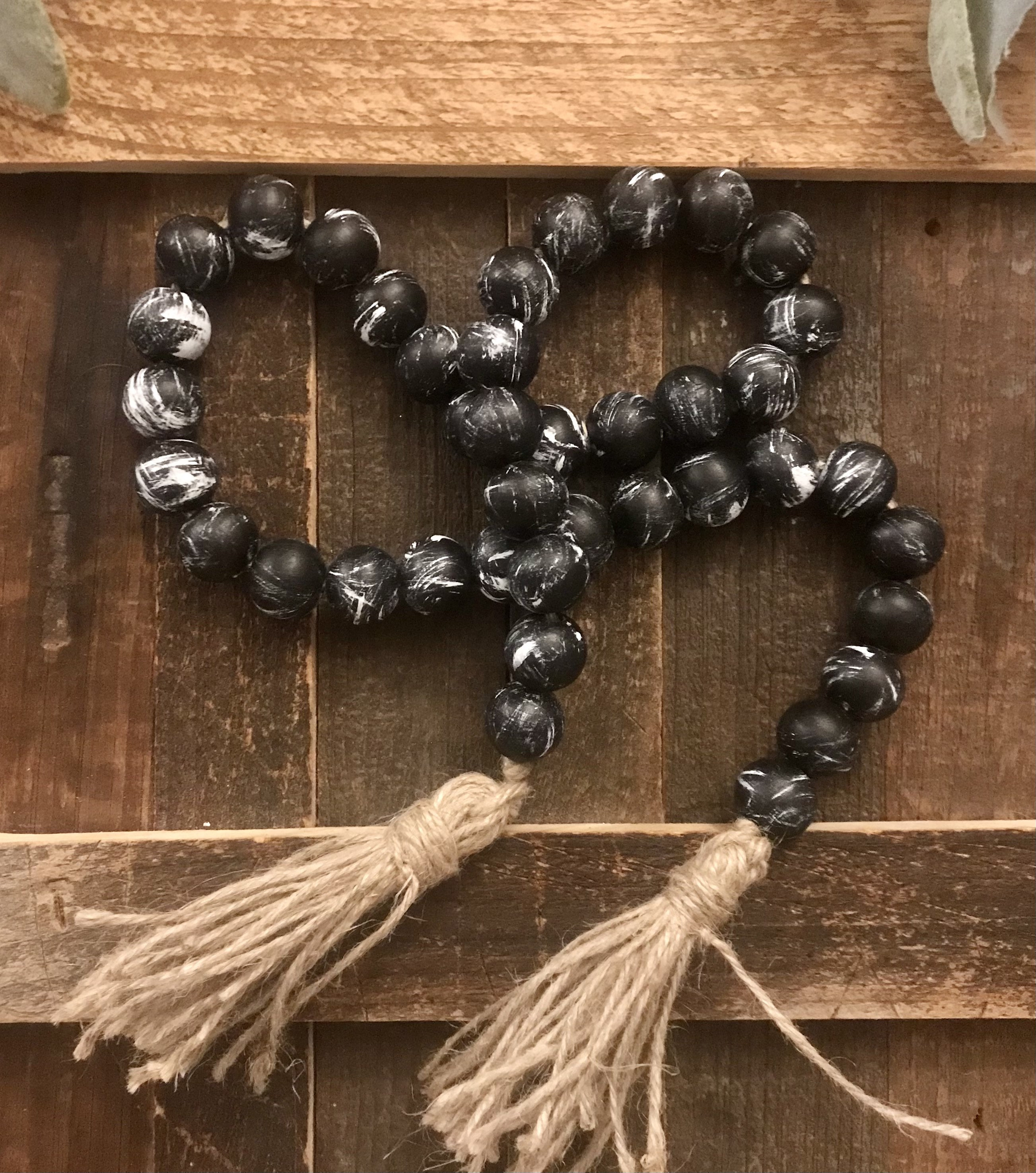 Wood Bead Garland Black Bead Garland Farmhouse Bead Garland - Etsy