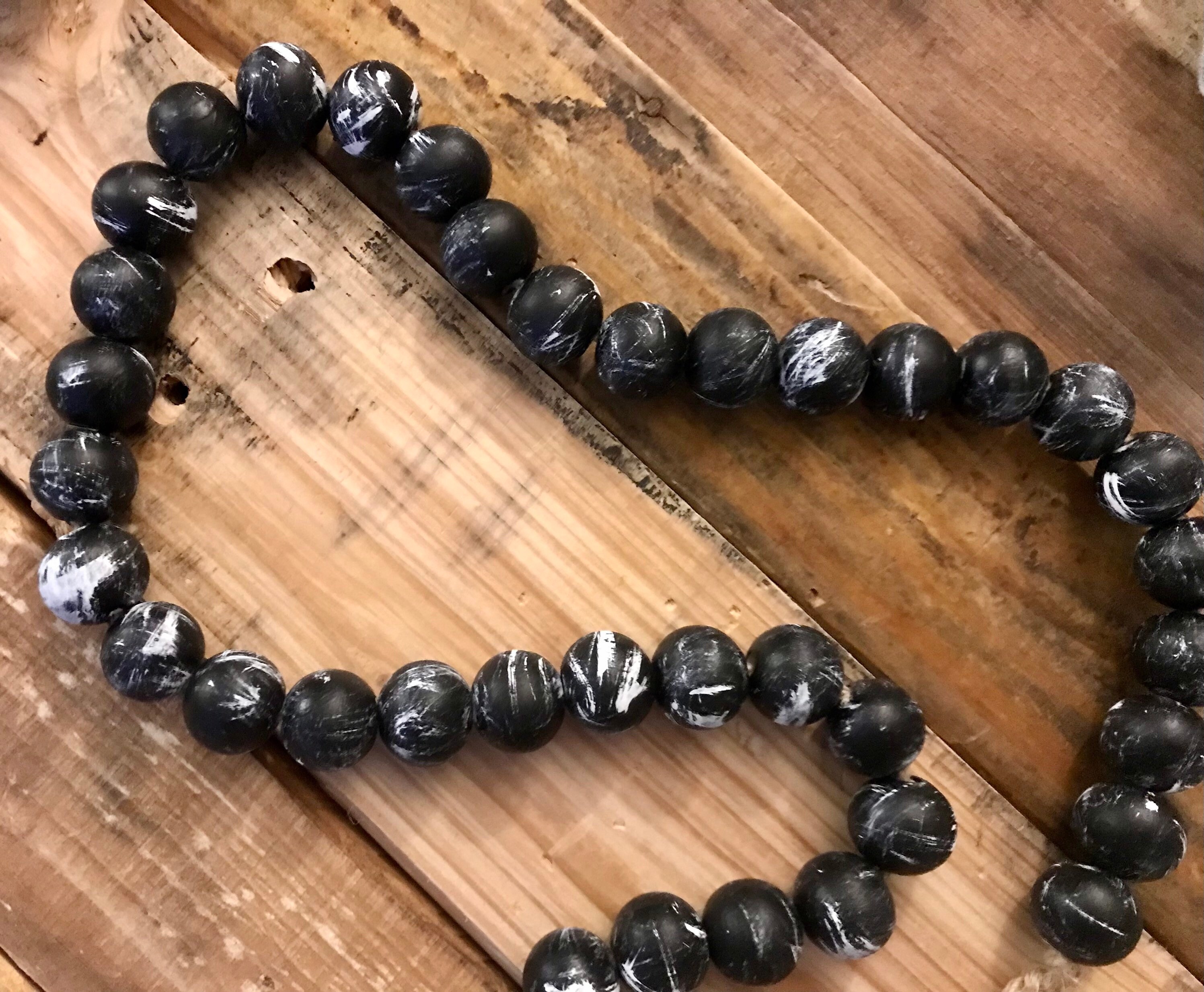 Wood Bead Garland Black Bead Garland Farmhouse Bead Garland - Etsy
