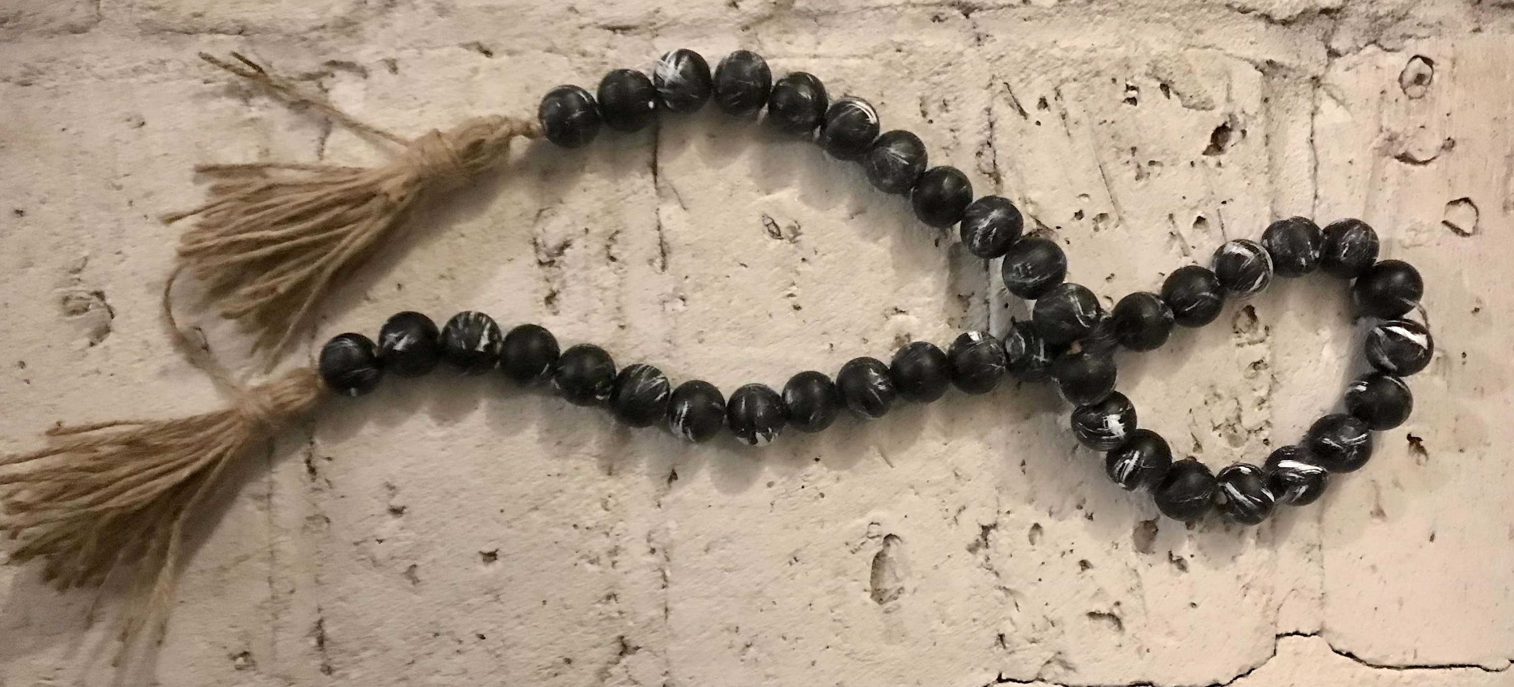 Wood Bead Garland Black Bead Garland Farmhouse Bead Garland - Etsy