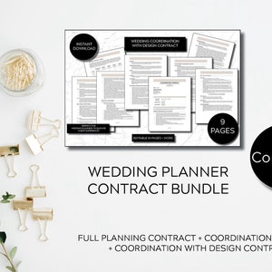 Wedding Planner Contracts BUNDLE - EDITABLE: Full Planning Contract + Coordination Contract + Coordination with Design Contract