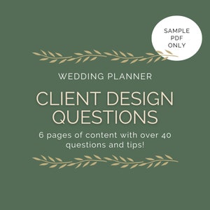 Wedding Planner Client Design Questions - PDF - INSTANT DOWNLOAD