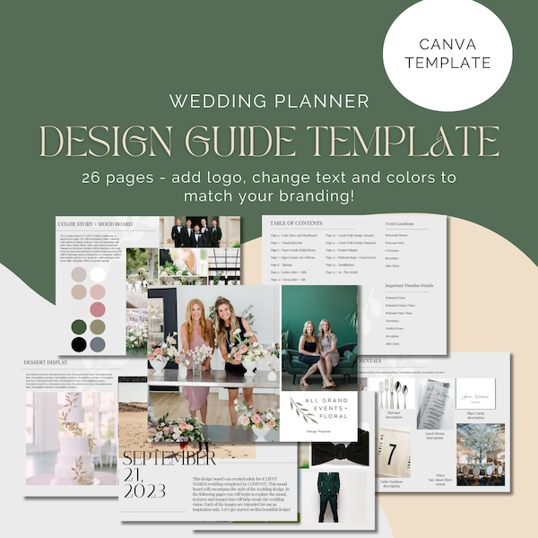 Wedding Planner Client Design Proposal Template - CANVA - Editable - Instant Download