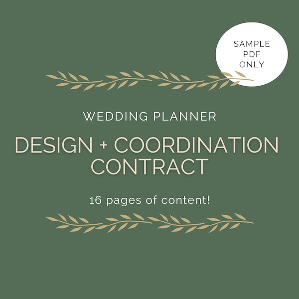 Wedding Planner Design & Coordination Contract - SAMPLE PDF - Digital Download - Not Editable