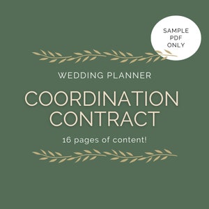 Wedding Day of Coordinator Contract Template SAMPLE PDF - Digital Download - Not Editable