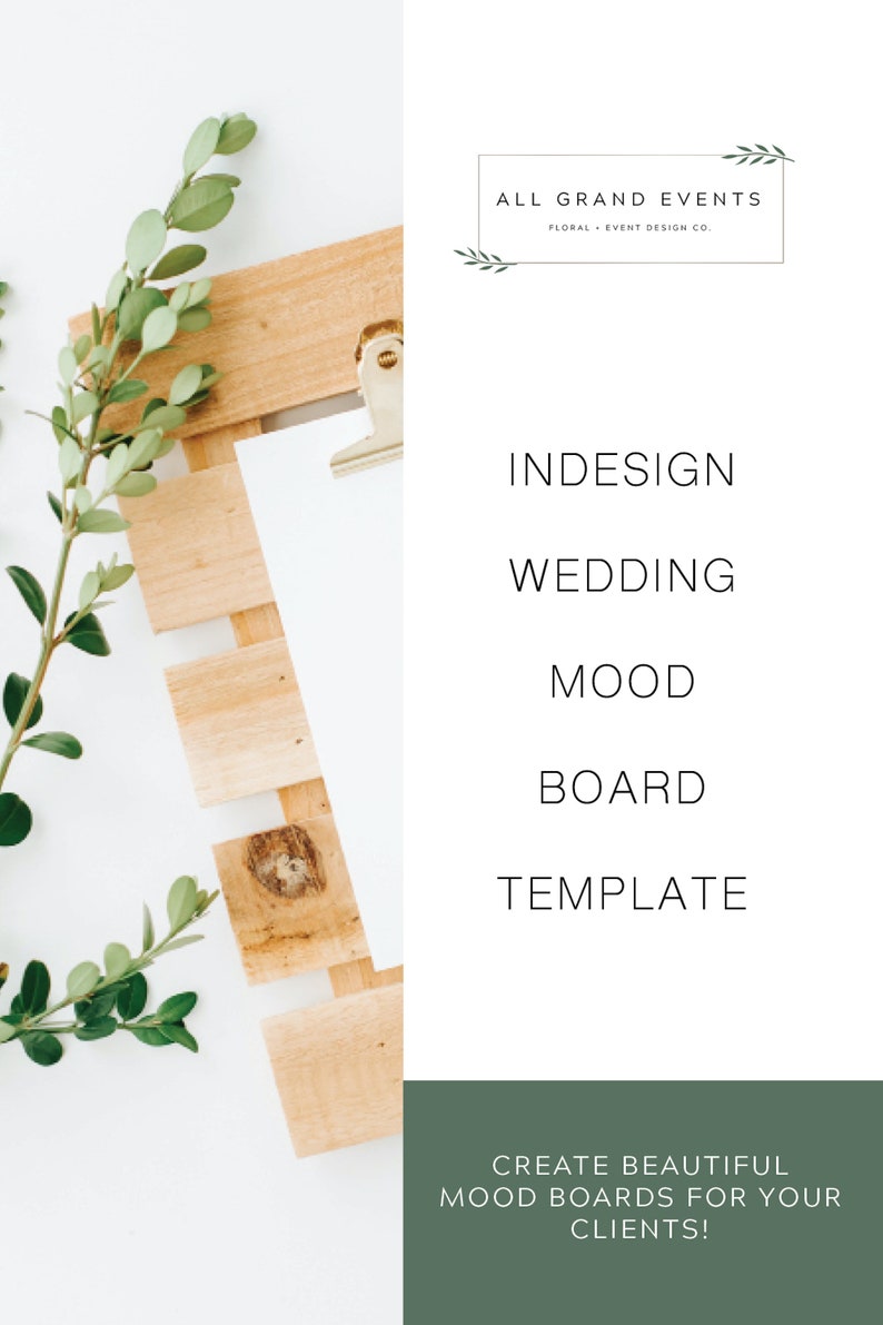 Wedding Mood board InDesign Template INSTANT DOWNLOAD Etsy