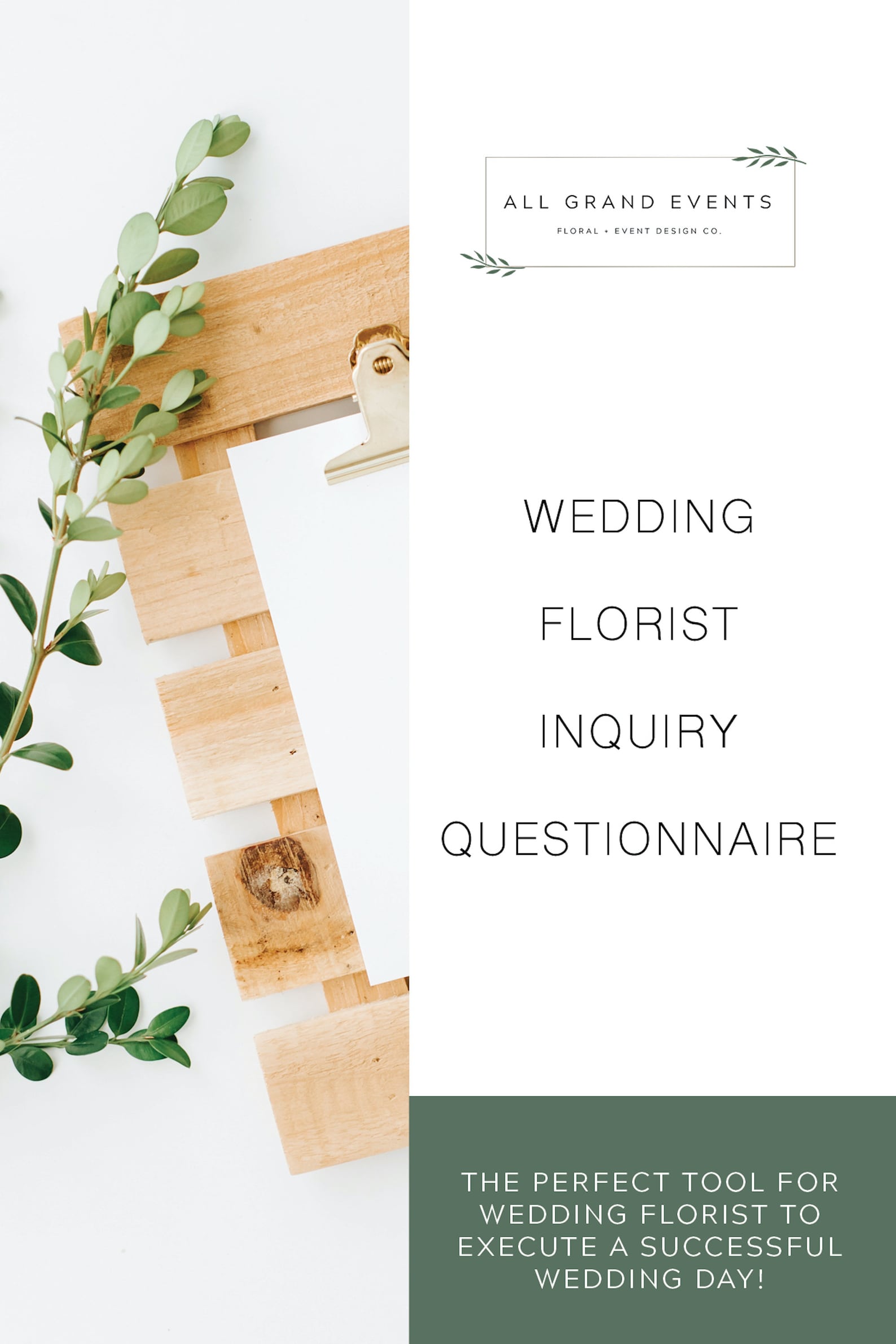 Wedding Florist Inquiry Questionnaire PDF INSTANT DOWNLOAD Etsy