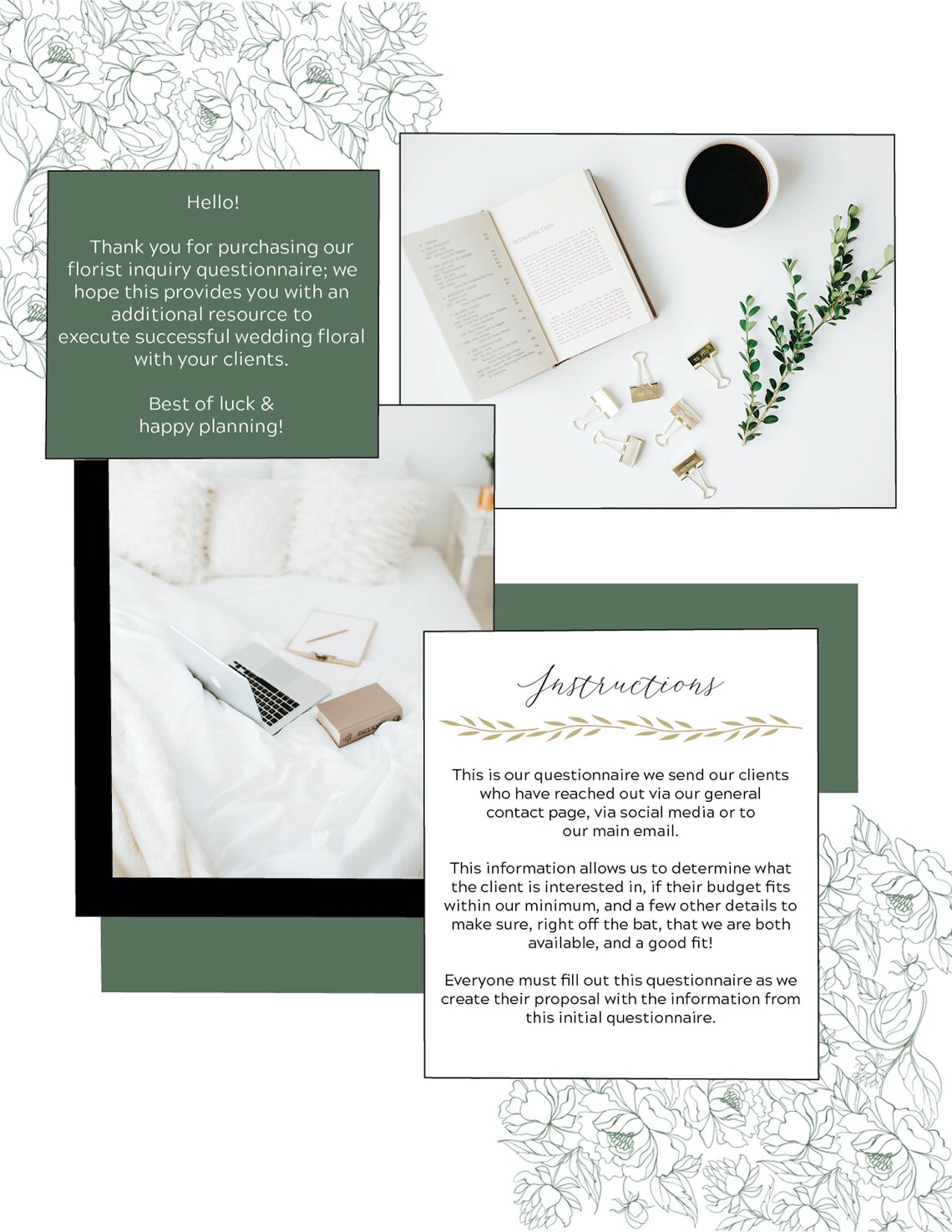 Wedding Florist Inquiry Questionnaire PDF INSTANT DOWNLOAD Etsy