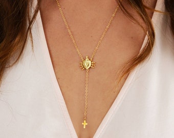Seven Sorrows Lariat Necklace || 14k Gold Filled Y Necklace || Sterling Silver Y Necklace || Seven Sorrows Necklace || Lariat Necklace