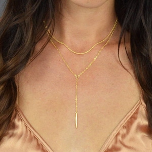 14k Gold Filled Lariat Necklace | Y Necklace | Lariat Necklace | Gold Necklace | Delicate Lariat | Dainty Gold Necklace | Delicate Necklace