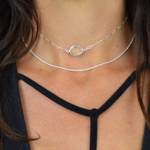 Fallen Teardrop Gemstone Choker || Sterling Silver Gemstone Choker || 14k Gold Filled Gemstone Choker