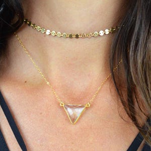 Triangle Quartz Necklace || Gold Triangle Necklace || Silver Triangle Necklace || 14k Gold Filled || Sterling Silver