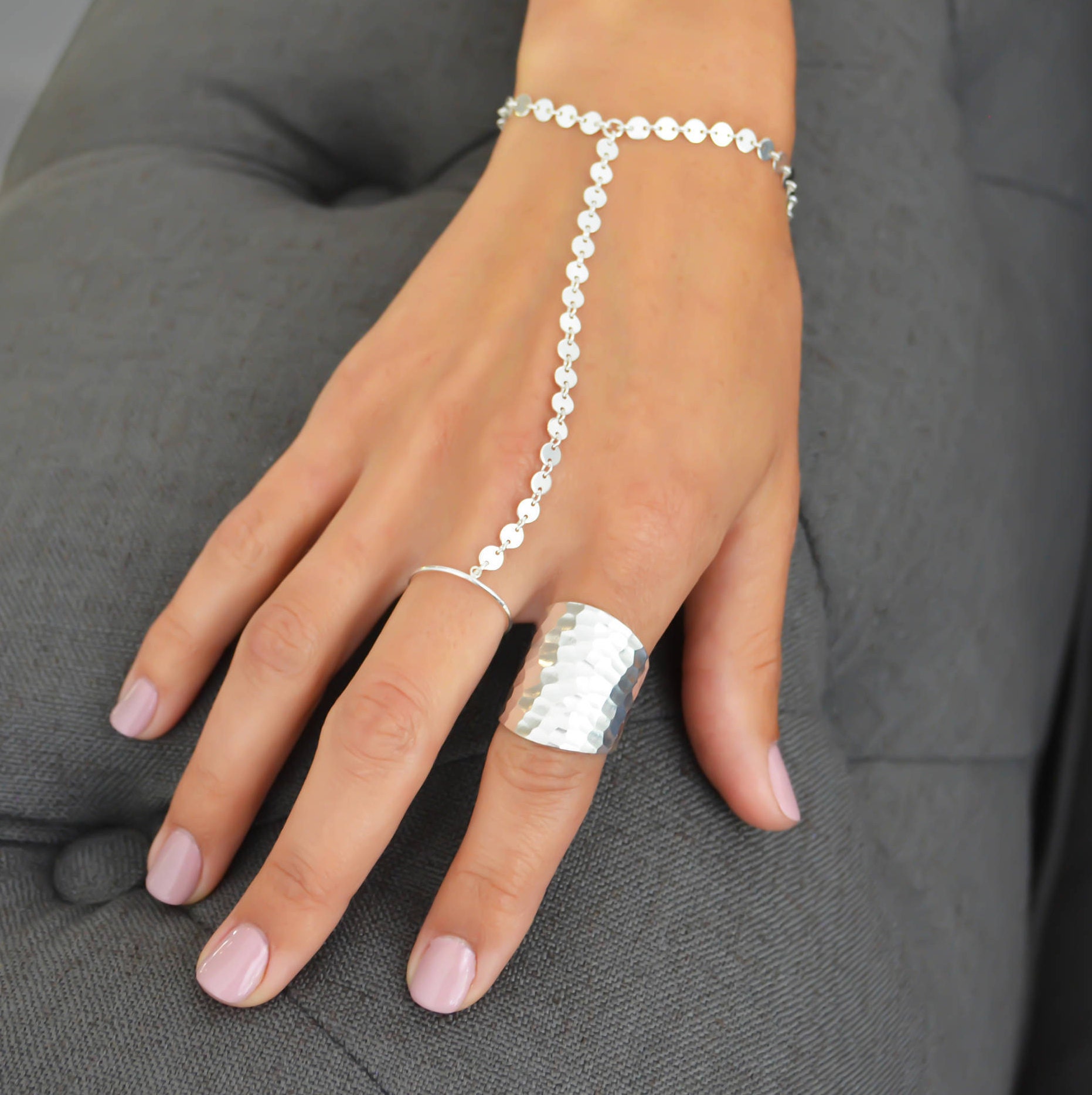  HUASAI Hand Chain Snake Bracelet for Women Finger Ring