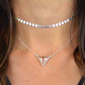 Quartz Triangle Necklace || Gold Triangle Necklace || Silver Triangle Necklace || 14k Gold Filled || Sterling Silver
