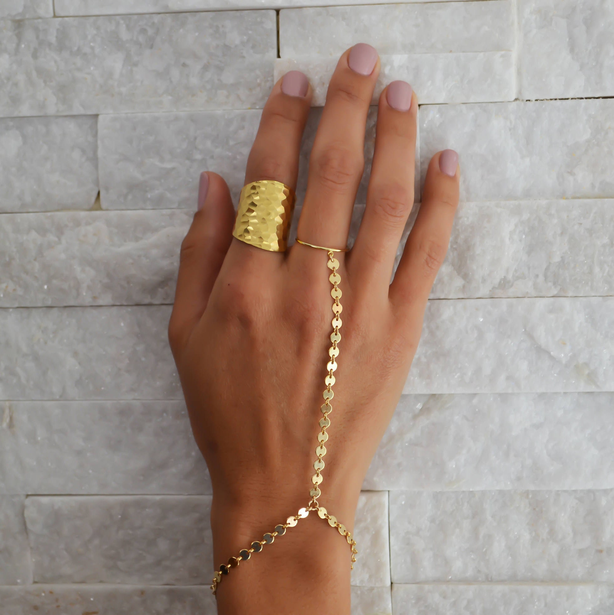 3 Diamond Finger Bracelet - White Gold – Blank Canvas
