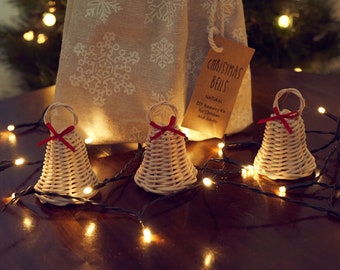 Ornament Christmas Gift Christmas Bells DIY Basketry Kit Kid/'s Craft Make Your Own Rattan//Cane