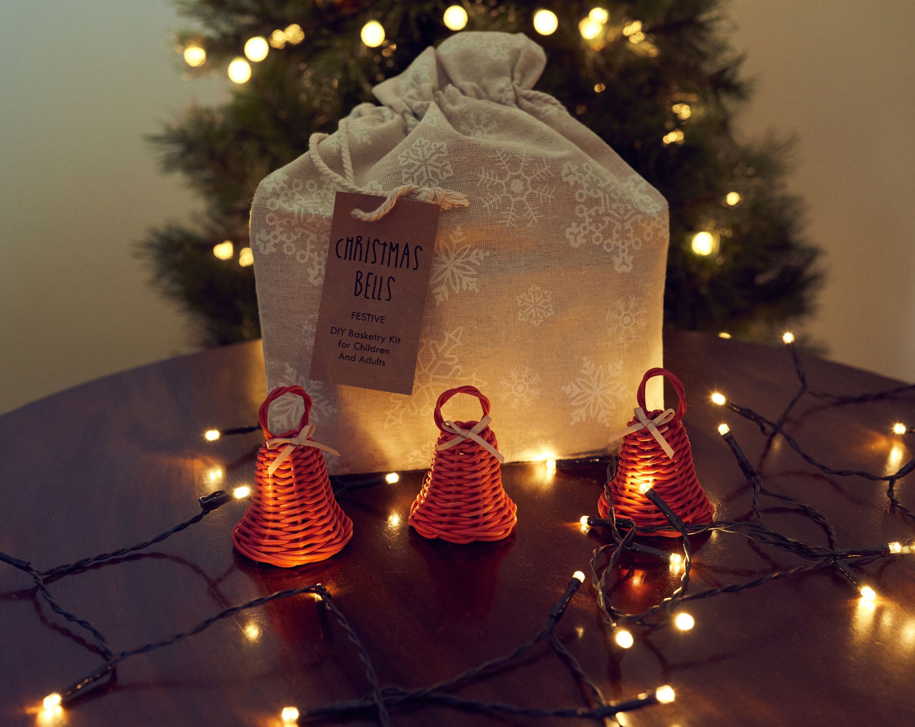 Ornament Christmas Gift Christmas Bells DIY Basketry Kit Kid/'s Craft Make Your Own Rattan//Cane