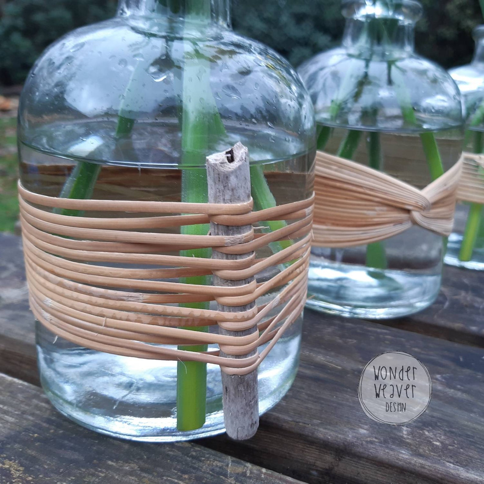 Cane Wrapped Vase Japanese Basketry Decorated With Rattan Etsy