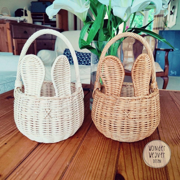 Rattan Bunny Basket for Easter - Limited Edition | Rabbit Basket | Egg Hunt | WonderWeaver Design | Handmade