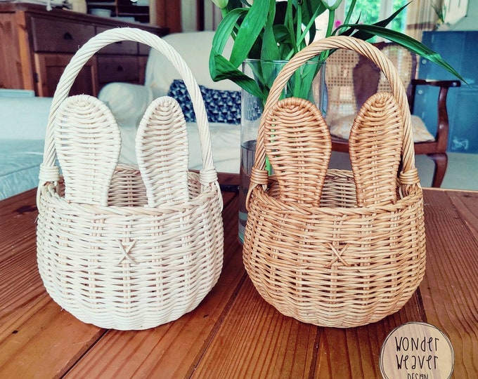 Rattan Bunny Basket for Easter Limited Edition Rabbit Basket Egg Hunt Wonderweaver Design