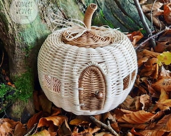 Rattan/Wicker Pumpkin House | Fairy House | Pumpkin | WonderWeaver Design | Handmade | Hand-dyed | Limited Edition